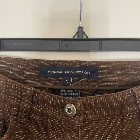 French Connection Gold Glitter Brown Jeans - straight  Cut - Size 6 - Picture 5 of 5